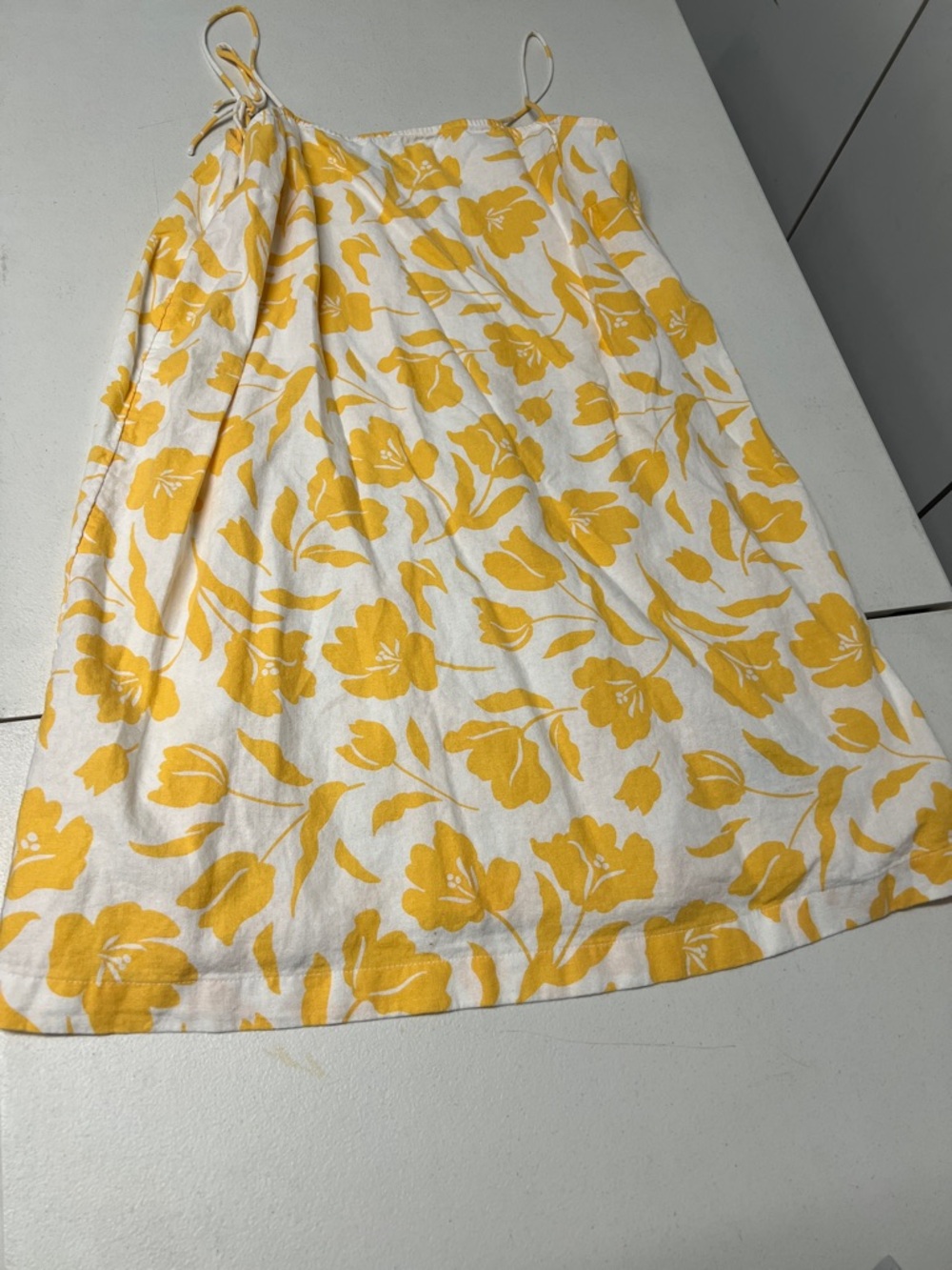 Old Navy White Mini Dress with Yellow Floral Print